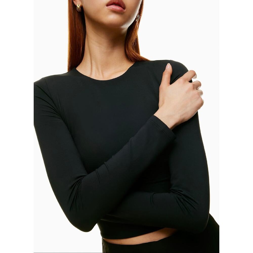 Aritzia Contour Babaton Long Sleeve Cropped Top Black Size M Stretch - Picture 2 of 9